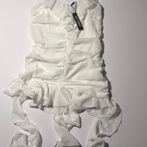 Elegant White Ruffled Dress